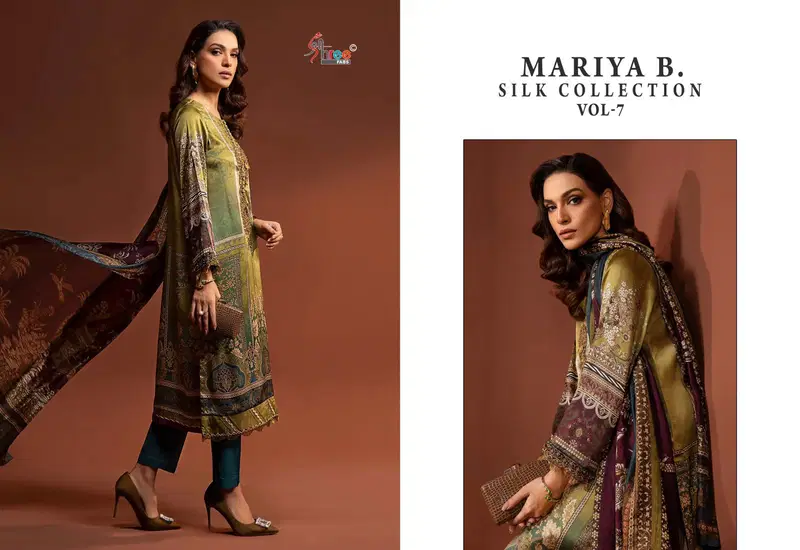 Maria B Silk Collection Vol 7 Japan Satin Printed Pakistani Suits Wholesale Shop In Surat